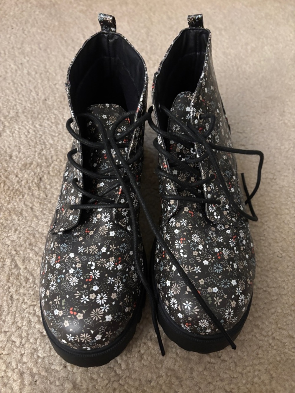 Arizona Jean Company Black Floral Lace-Up Boots